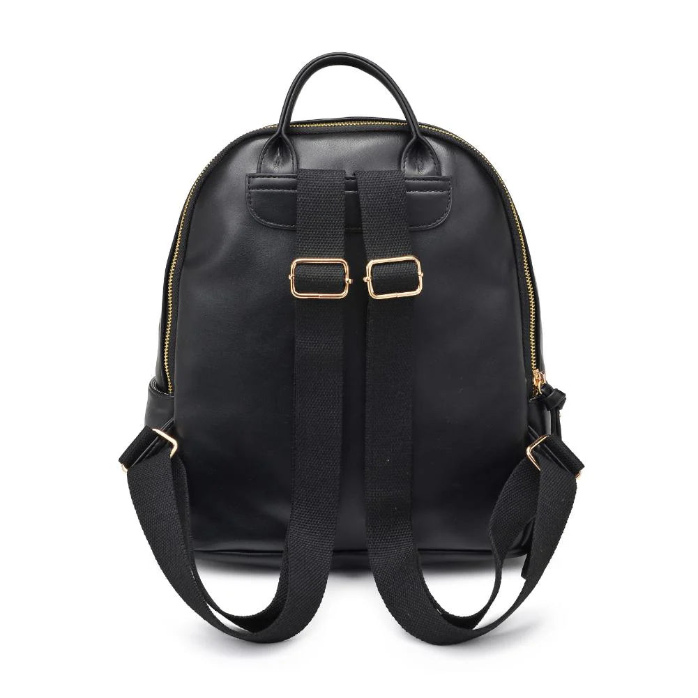 Vegan Leather Backpack-Black