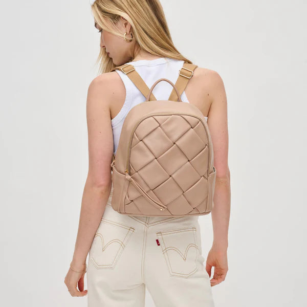 Vegan Leather Backpack-Natural