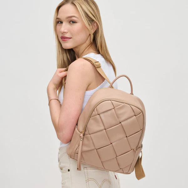 Vegan Leather Backpack-Natural