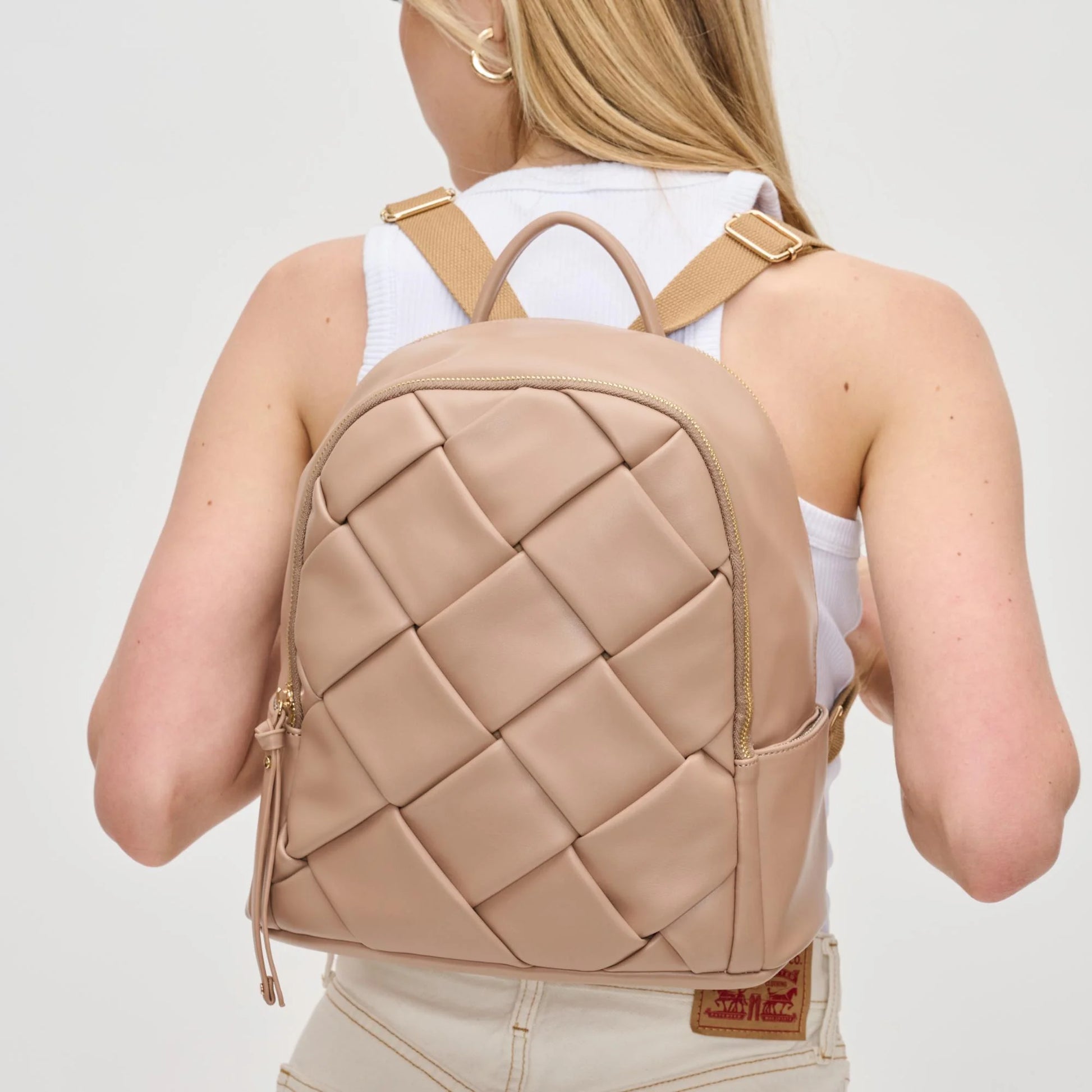 Vegan Leather Backpack-Natural