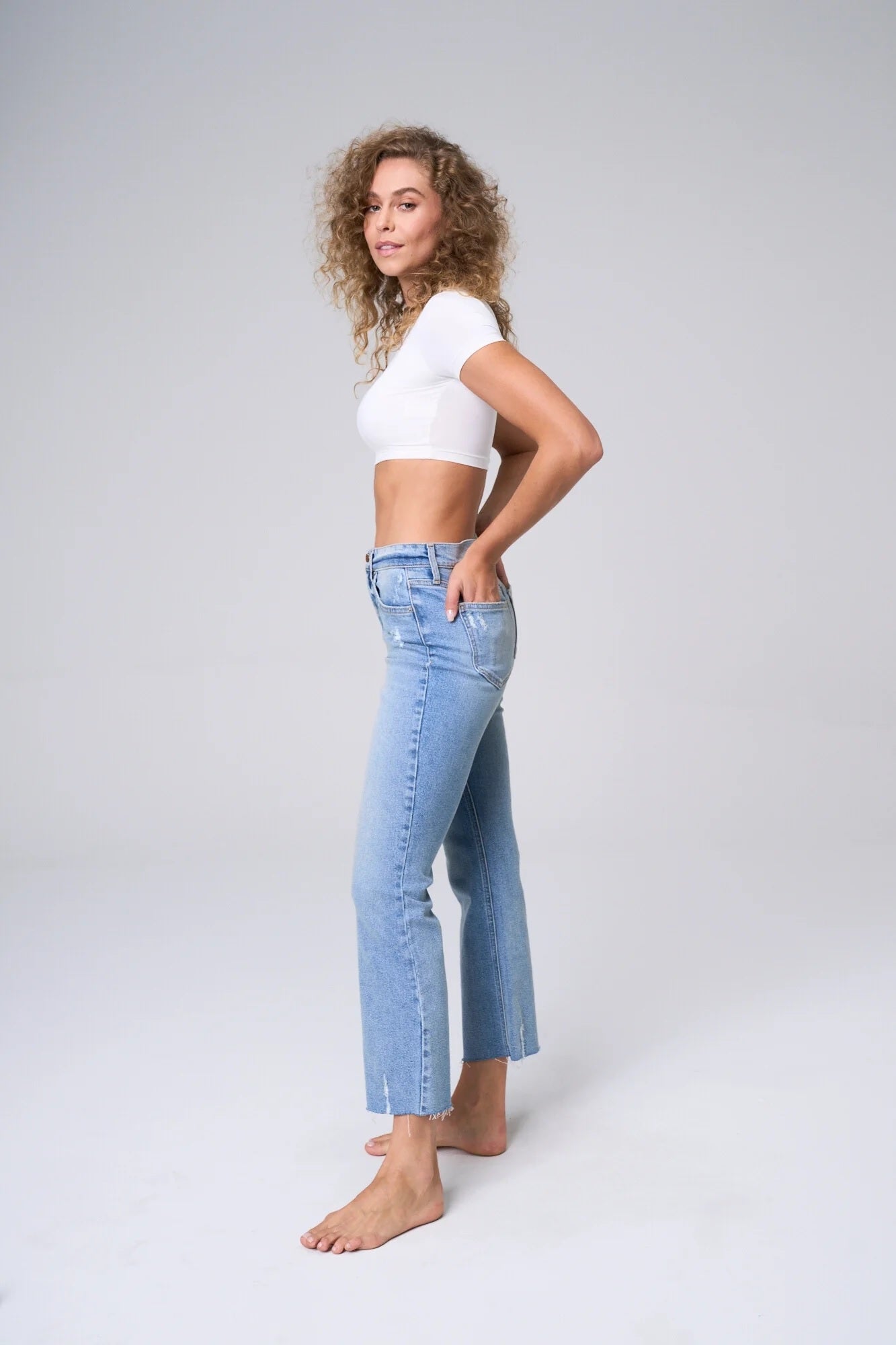 Bobbi High Rise Kick Flare Denim-Light