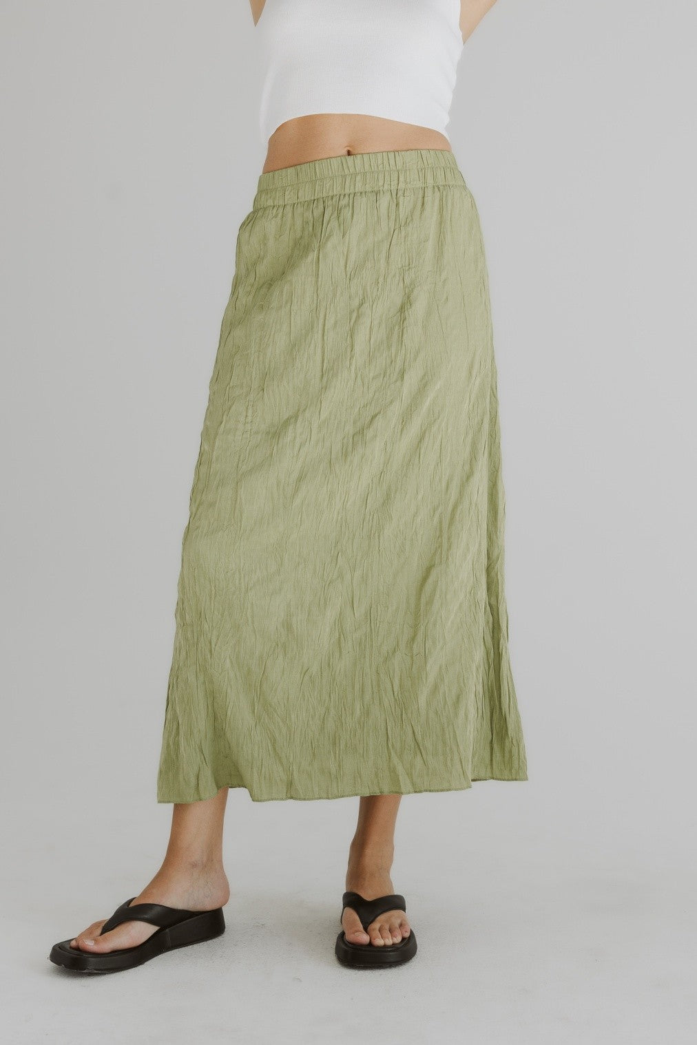 Bridgit A-Line Midi Skirt-Apple Green