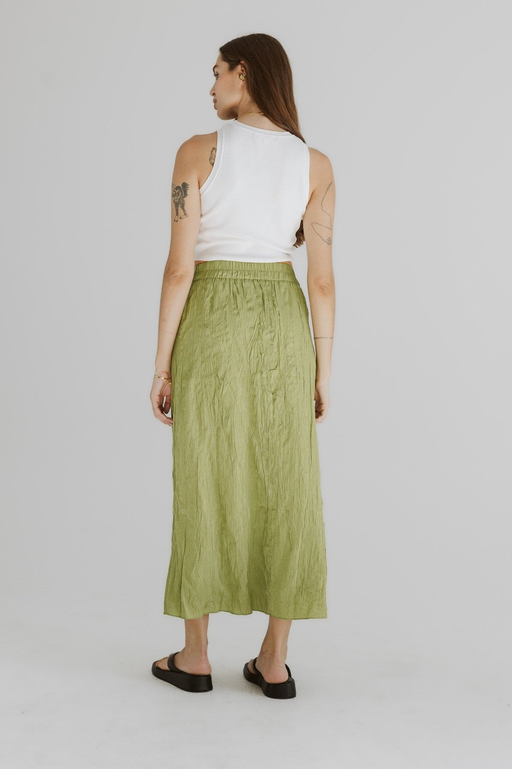 Bridgit A-Line Midi Skirt-Apple Green