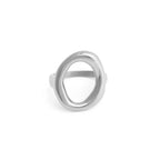 Oval silver plated stainless steel ring on white background