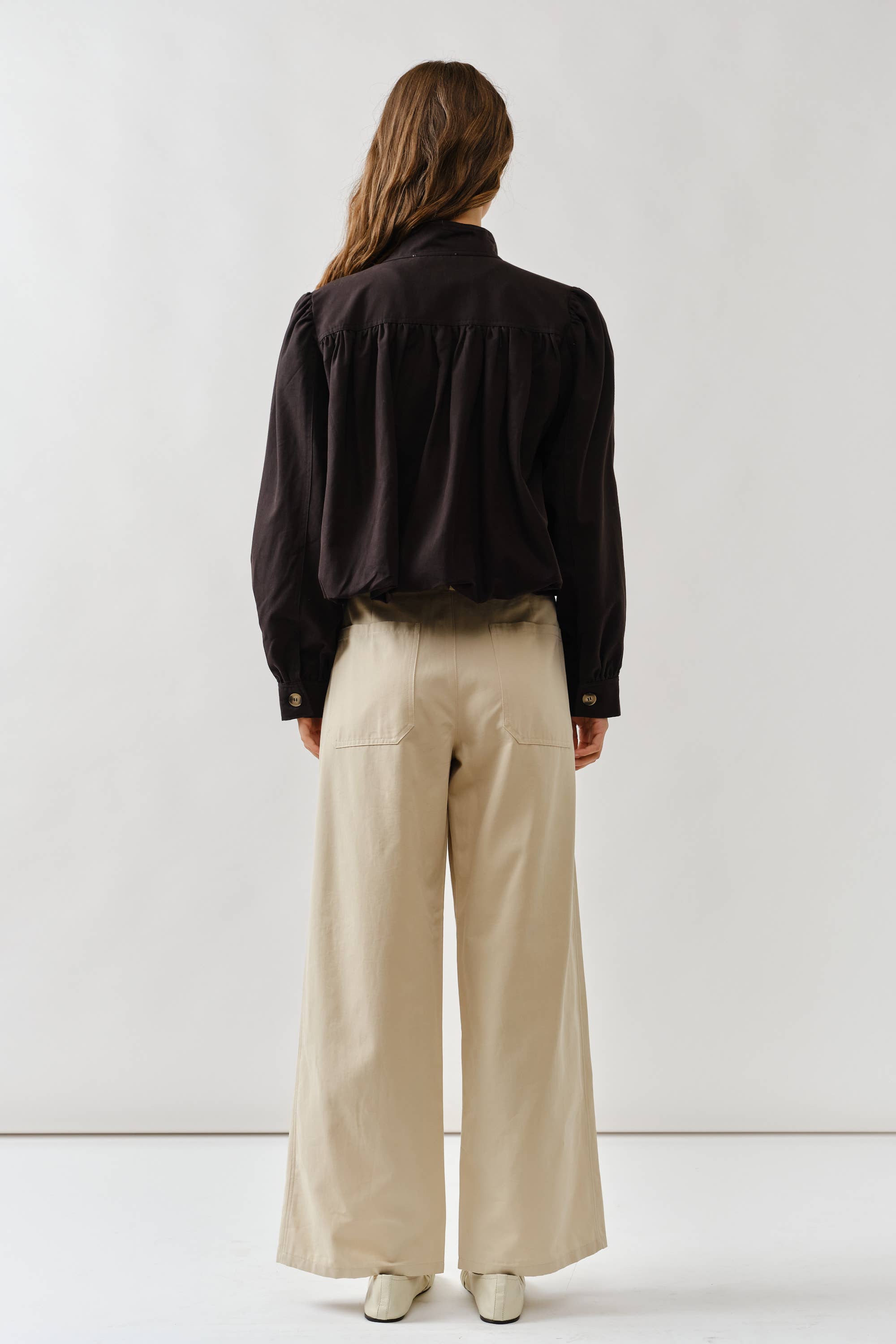 Short Balloon Trench Jacket-Black