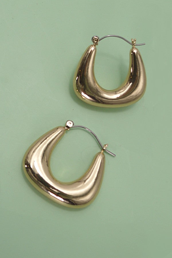 Bubble Puffy Hoop Earrings-Gold