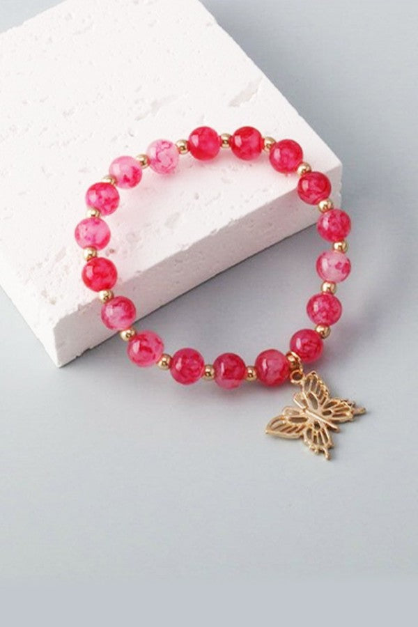 Butterfly Charm Bead Bracelet