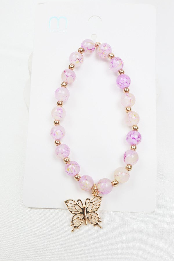 Butterfly Charm Bead Bracelet