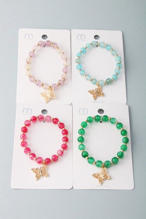 Butterfly Charm Bead Bracelet