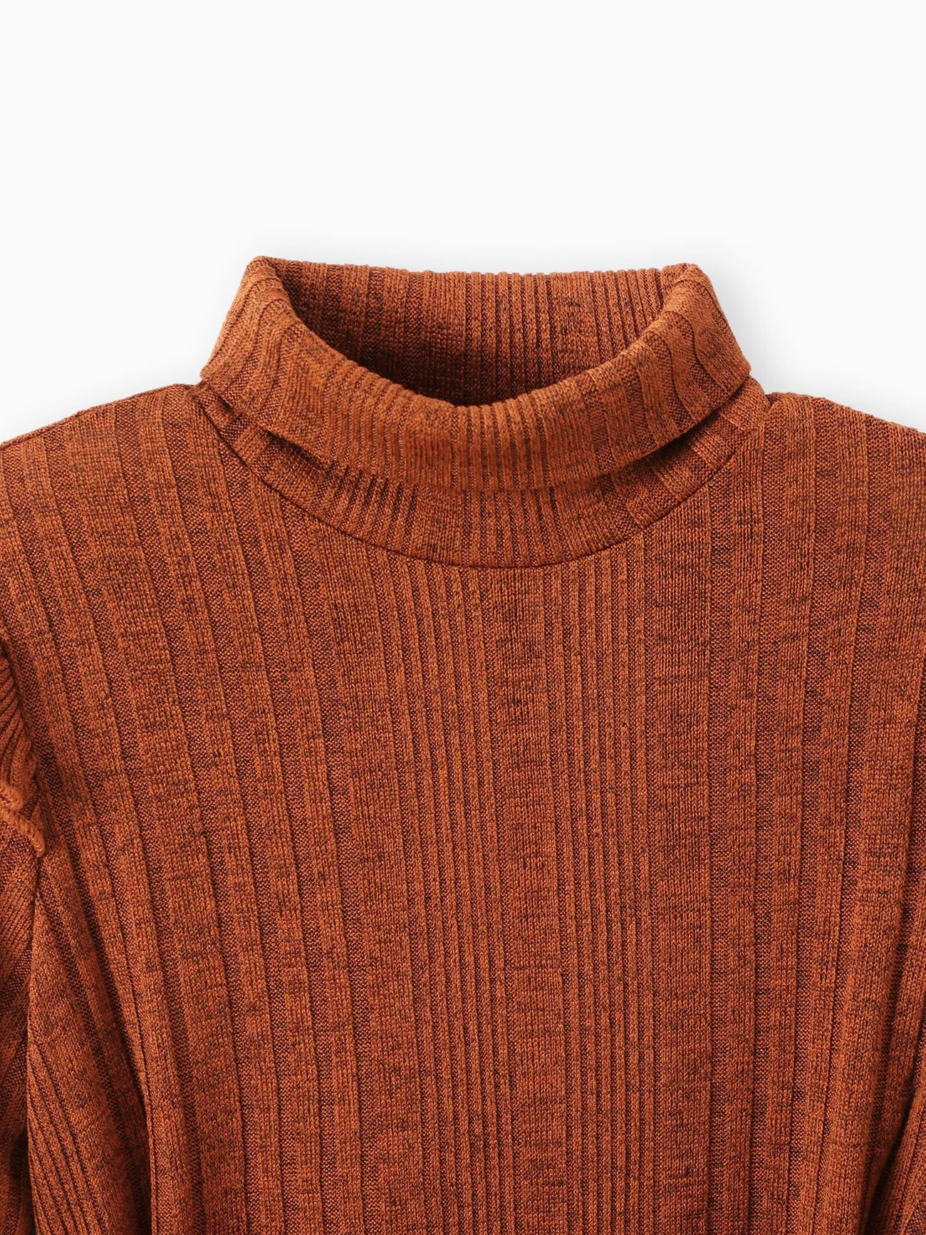 Long Sleeve Flutter Knit Dress-Rust