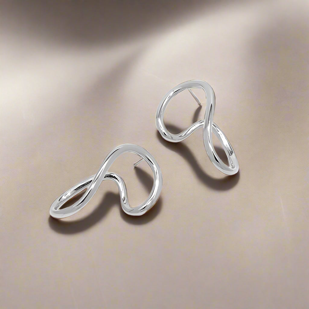 Sterling Silver Non-Tarnish Twisted Stud Earrings