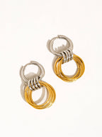 Non-Tarnish Two Tone Triple Hoop Dangle Earrings-18k Gold Plated