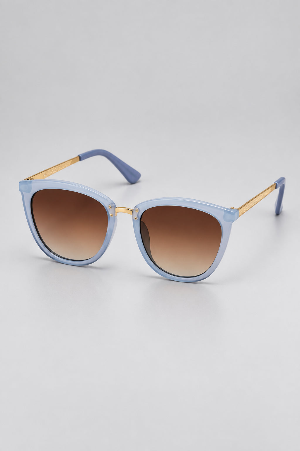 Gray frame with metal side arms sunglasses against a white background