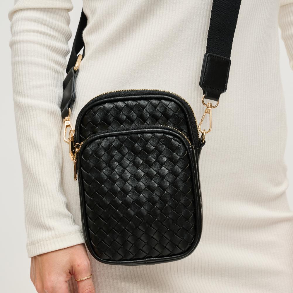 Vegan Leather Crossbody-Black