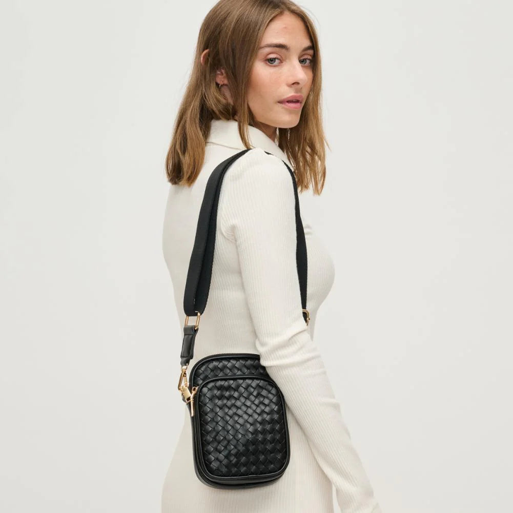 Vegan Leather Crossbody-Black