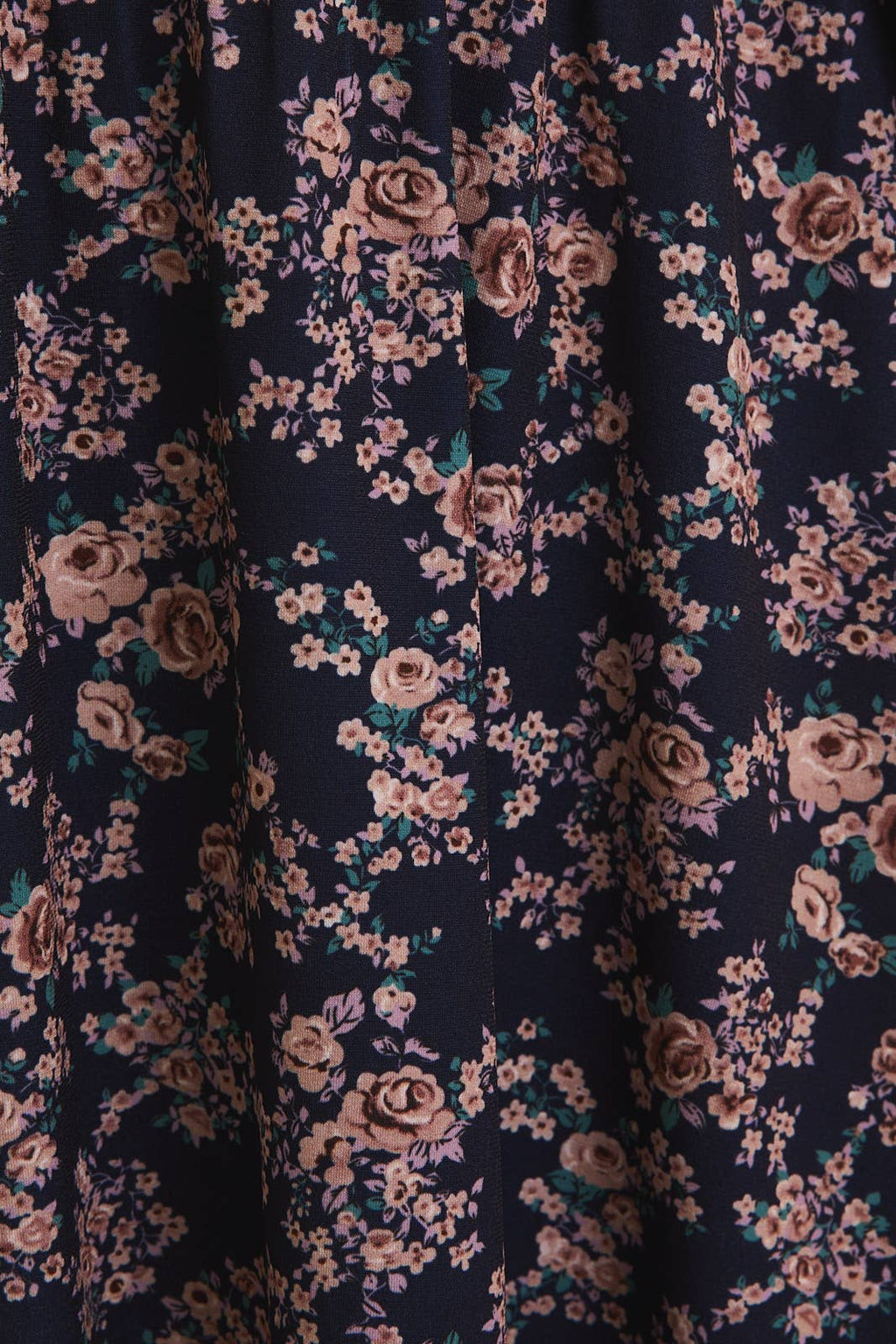 Ditsy Floral Faux Wrap Dress-Navy