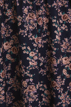 Ditsy Floral Faux Wrap Dress-Navy