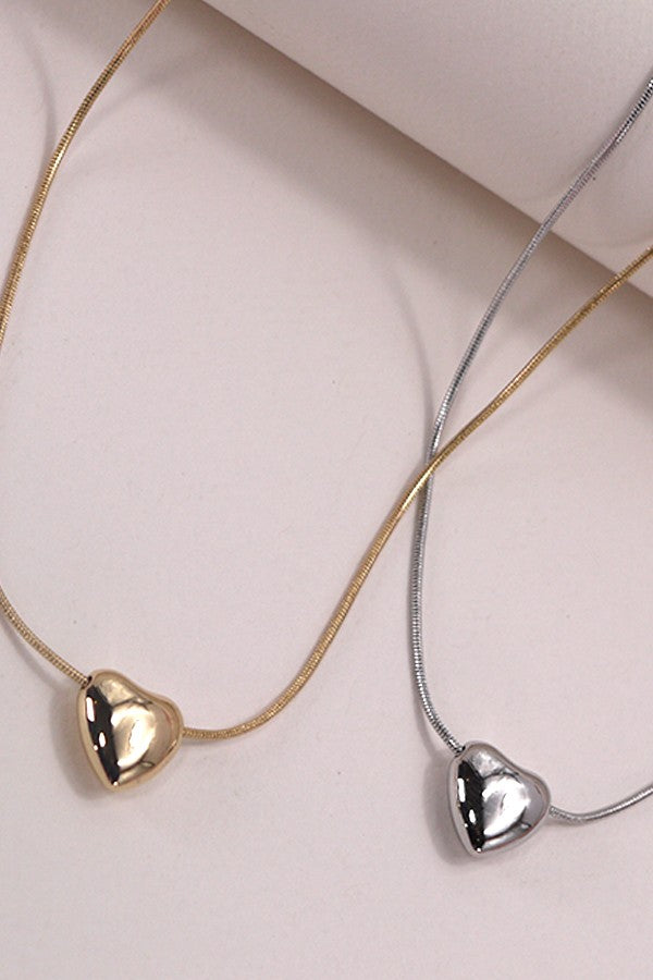 Mini Puff Heart Pendant Necklace-Gold