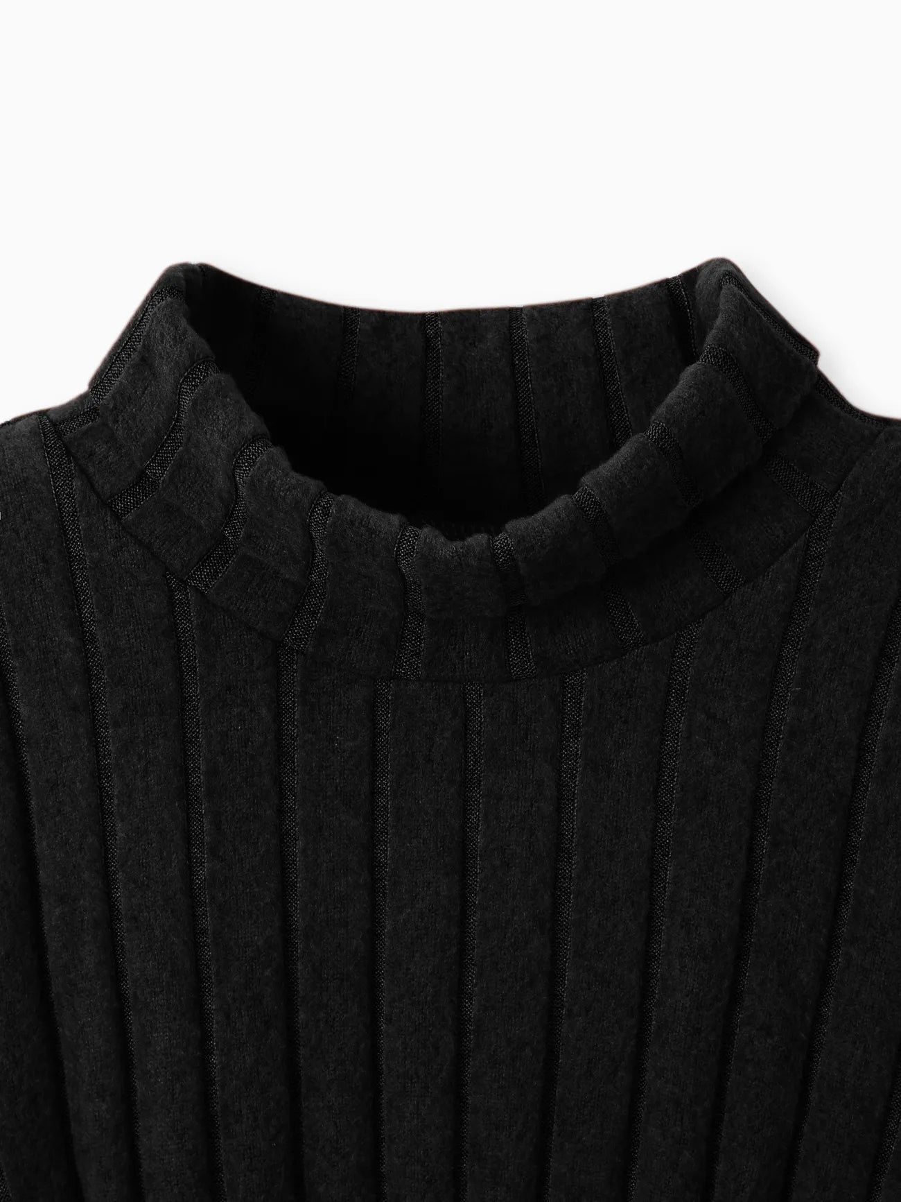 Long Sleeve Mock Neck Textured Top-Black