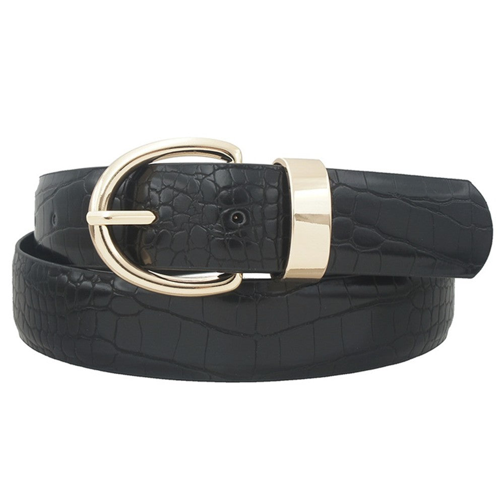 Croc Buckle Belt-Black