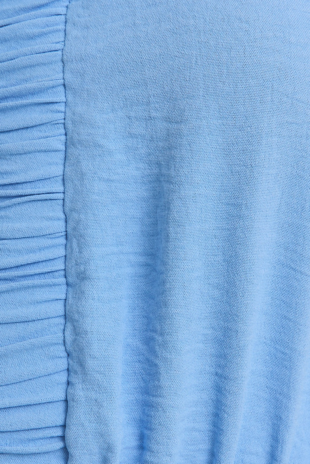 Short Ruffle Sleeve Ruching V Neck Top-Blue