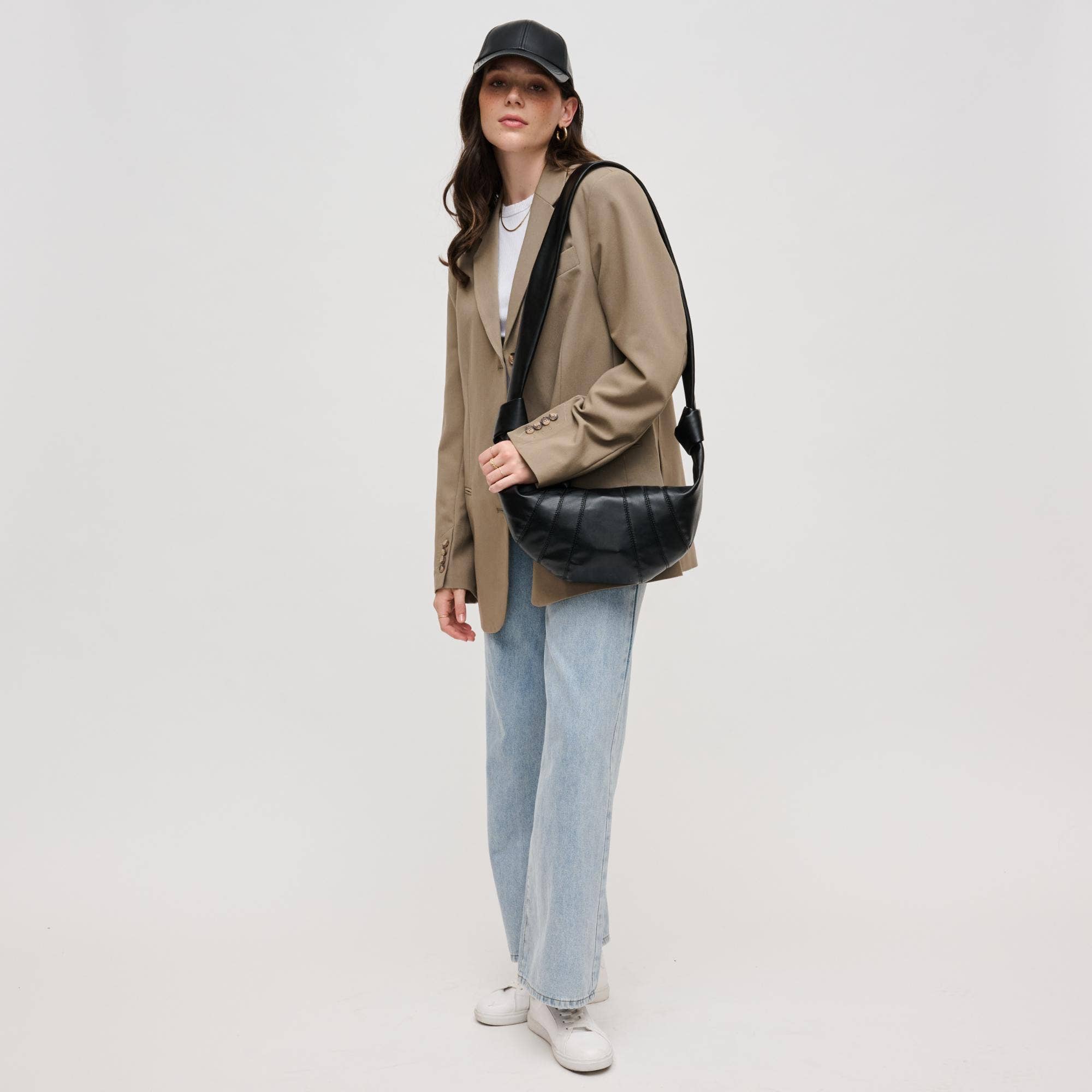 Croissant Shape Crossbody-Black