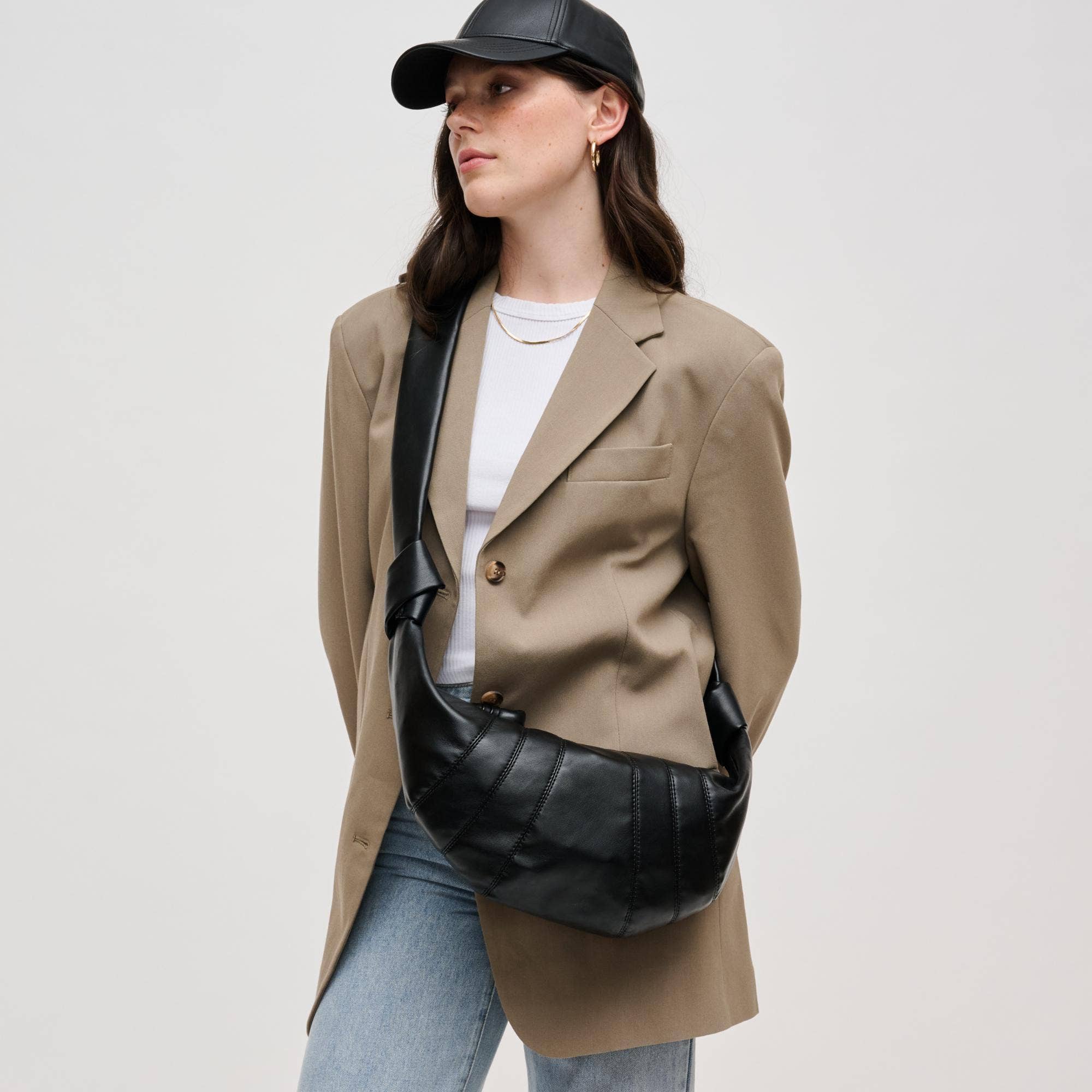 Croissant Shape Crossbody-Black