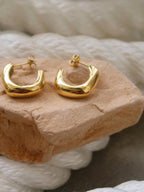 18k gold-plated puffy hoop earrings on stones