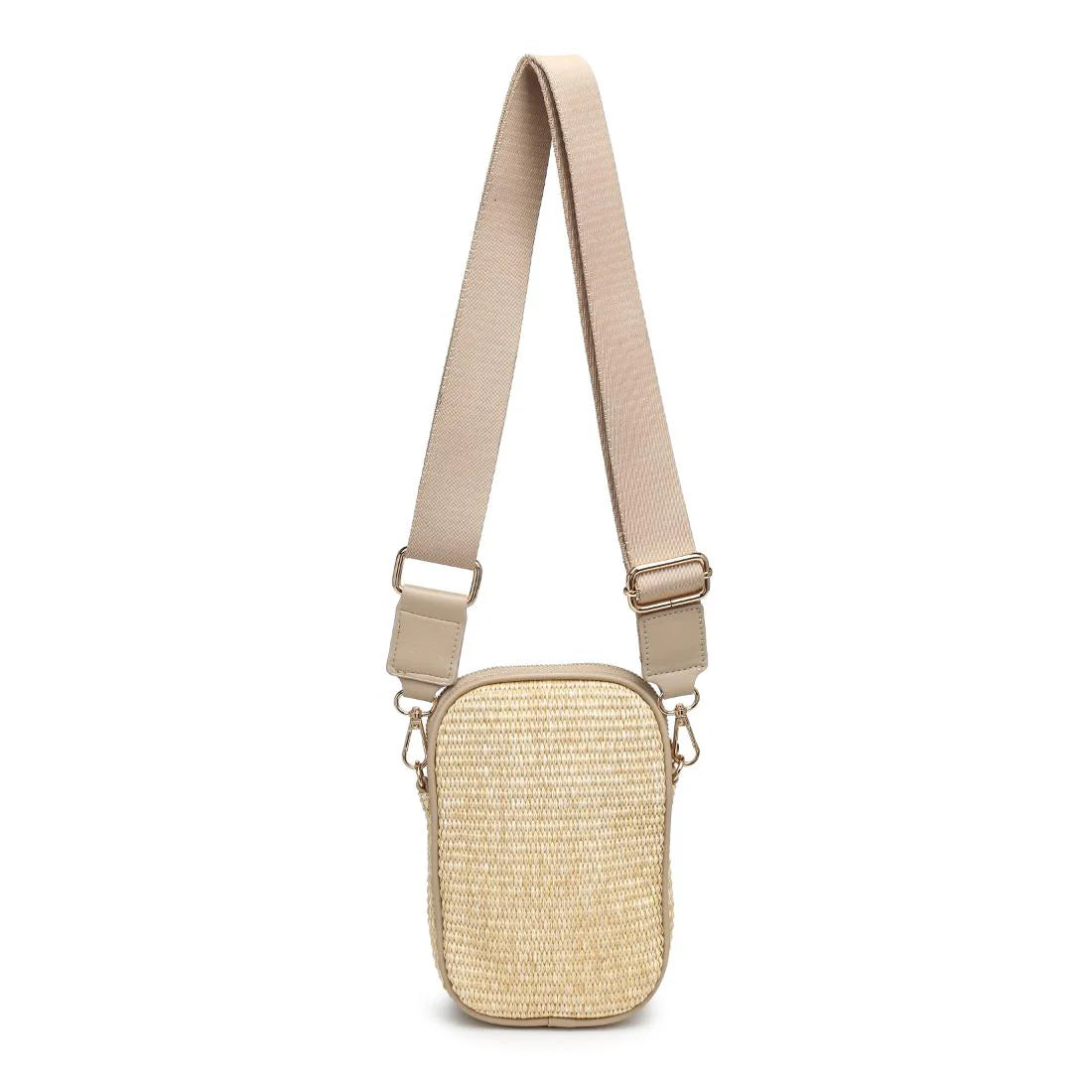 Elana Straw Woven Cell Phone Crossbody-Natural