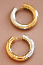 18k Non-Tarnish Chunky Closed Hoop Earrings-Gold Silver
