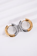 18k Non-Tarnish Chunky Closed Hoop Earrings-Gold Silver
