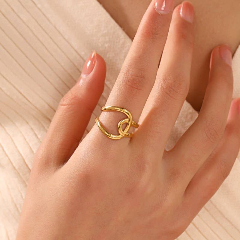 18K Non-Tarnish Abstract Ring-Gold