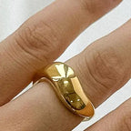 18K Non-Tarnish Classic Wavy Band-Gold