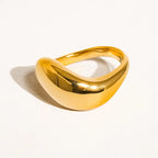 18K Non-Tarnish Classic Wavy Band-Gold