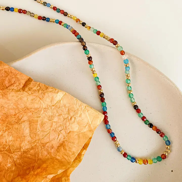 18K Non-Tarnish Beaded Multi Color Necklace