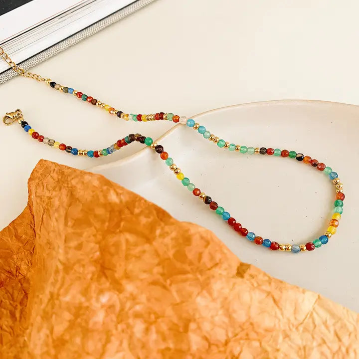 18K Non-Tarnish Beaded Multi Color Necklace