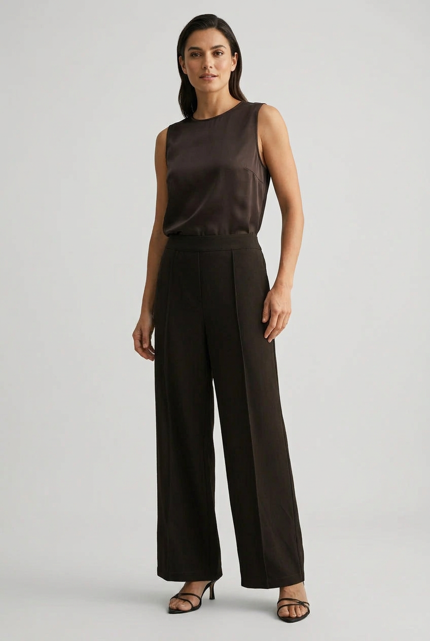 Charley Pintuck Front Seam Pants-Chocolate Blend