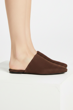 Felica Mule Flat Shoe-Brown Suede