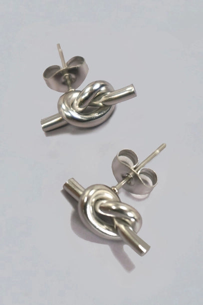 Fran Non-Tarnish Knot Earrings-18k Silver-Plated