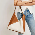 Two-Tone Hobo Handbag-Ivory Tan
