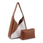 Two-Tone Hobo Handbag-Ivory Tan