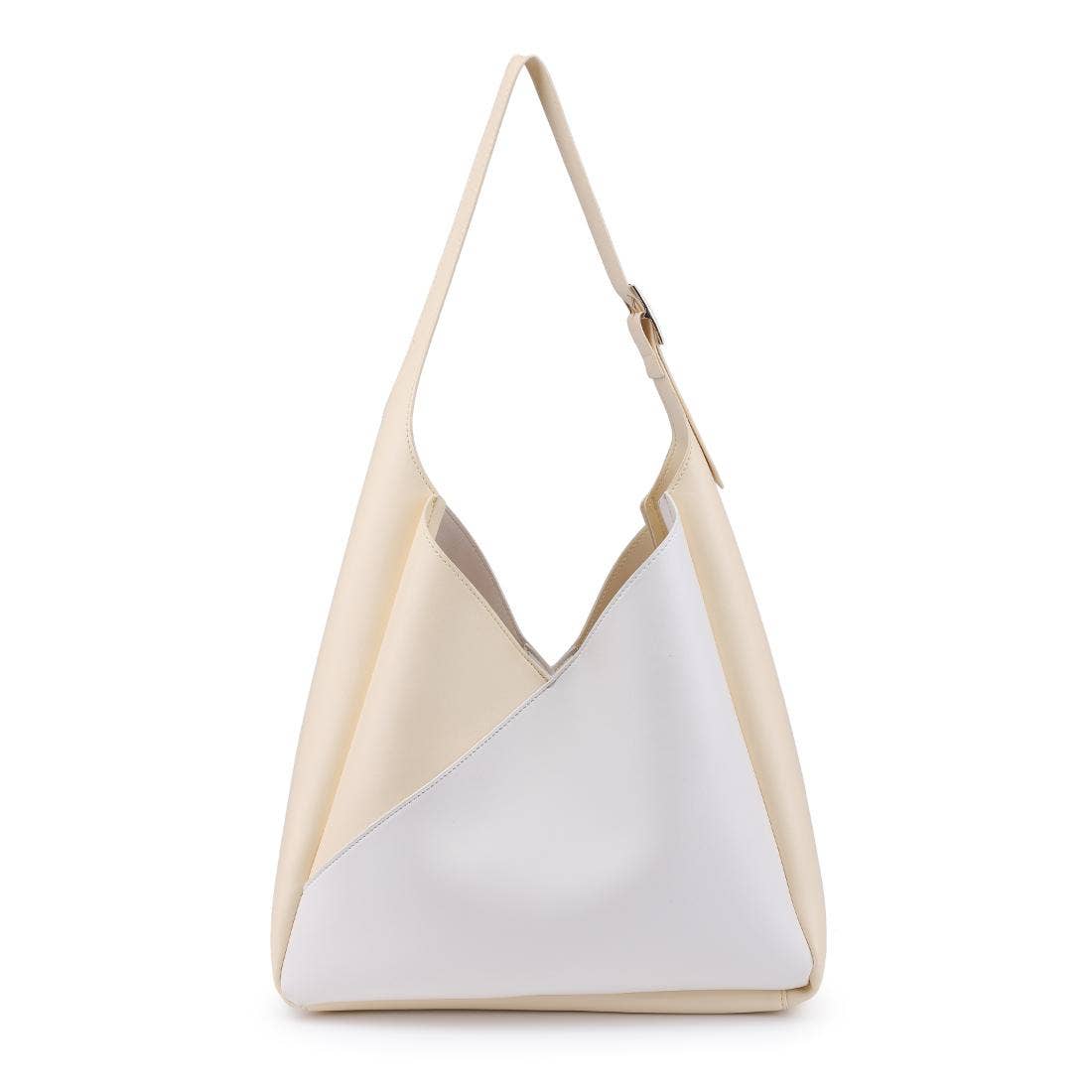 Two-Tone Hobo Handbag-Ivory Butter
