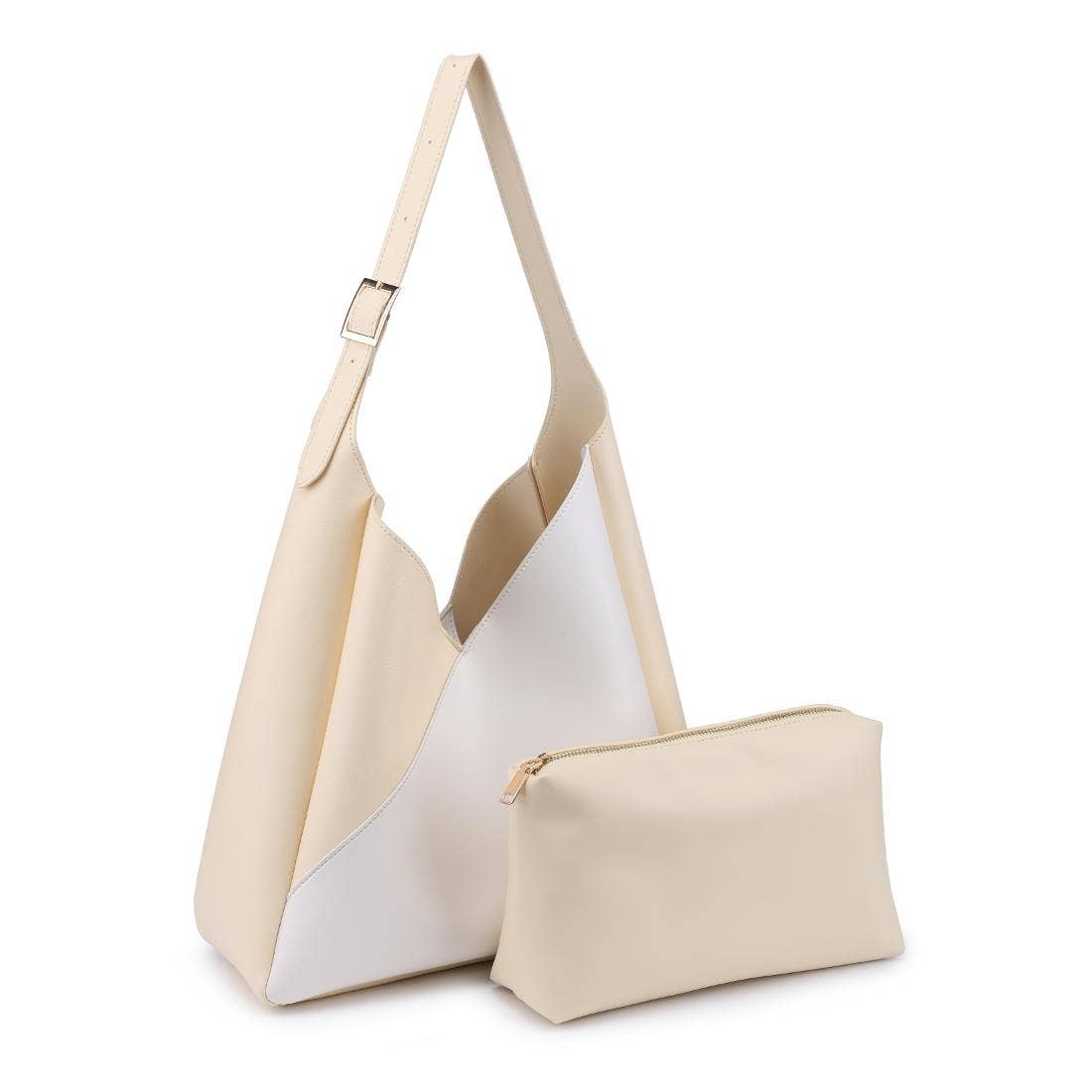 Two-Tone Hobo Handbag-Ivory Butter