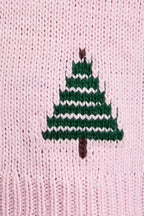Christmas tree pattern on pink knit sweater