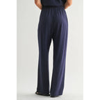 Striped Tie Front Pants-Navy White