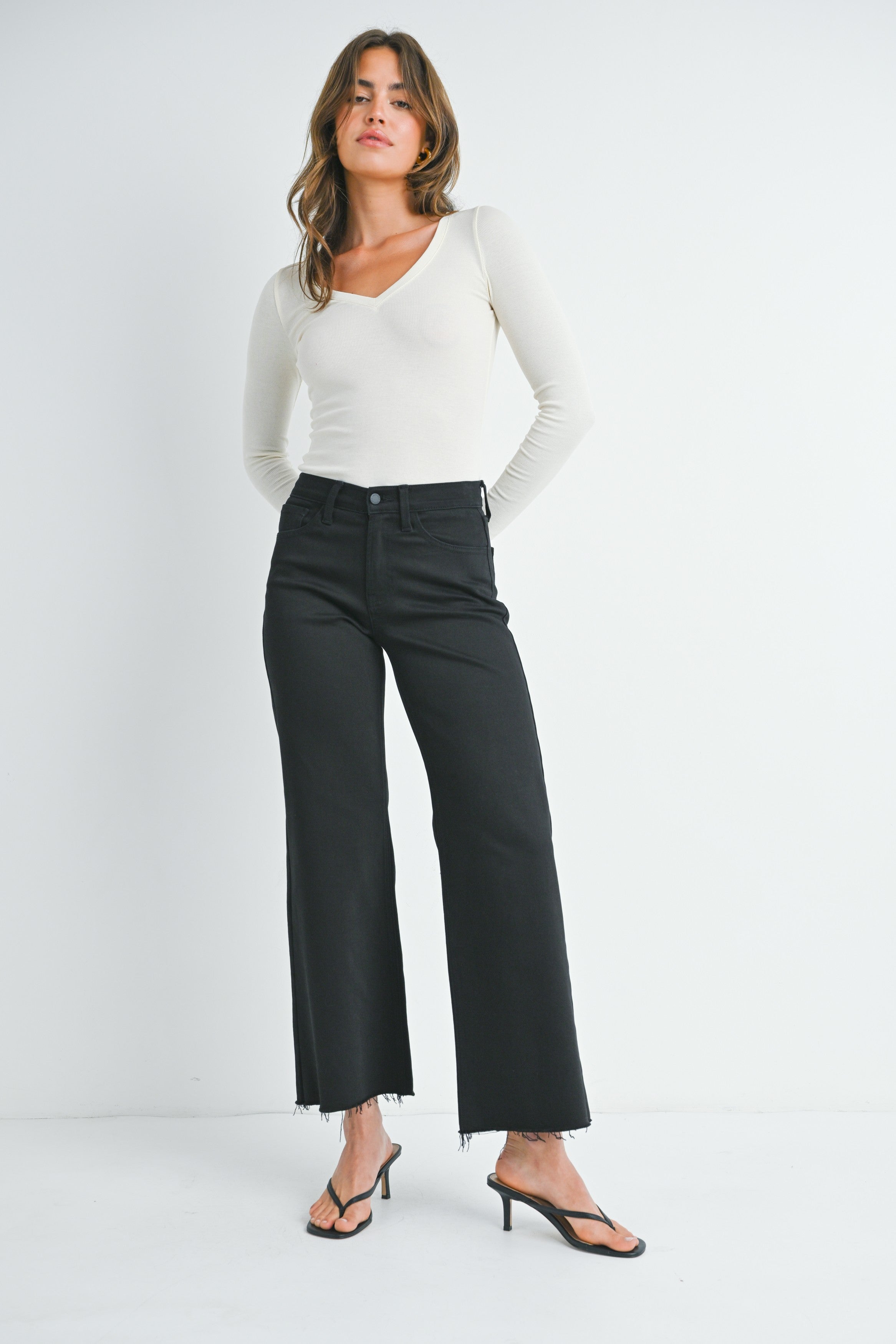 Slim Wide Leg Denim-Black