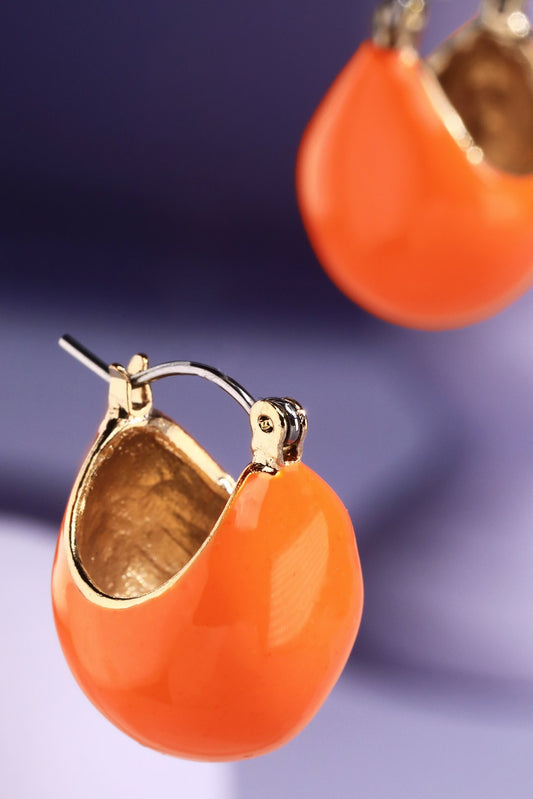 Enamel Hoop Earrings-Tangerine