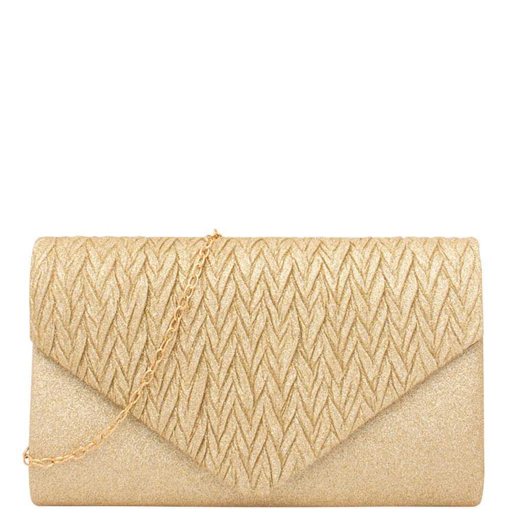 Glitter Flap Envelope Clutch Crossbody Bag-Gold