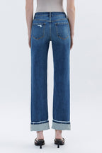 HIgh Rise Cuffed Straight Denim-Medium