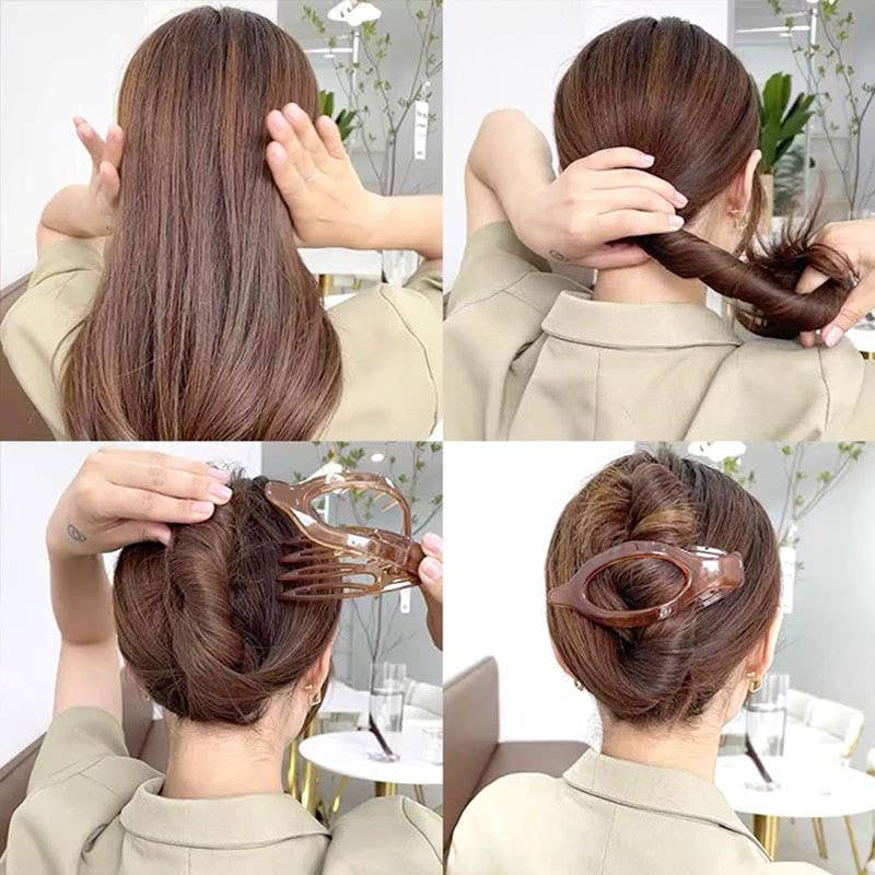 Hair Claw Oval Flat-Brown